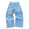 Women's Skeleton Embroidery Jeans, Men's Casual Street Style Loose Fit Jeans,Hip Hop Y2K New Straight Cargo Pants Streetwear - Lootquake