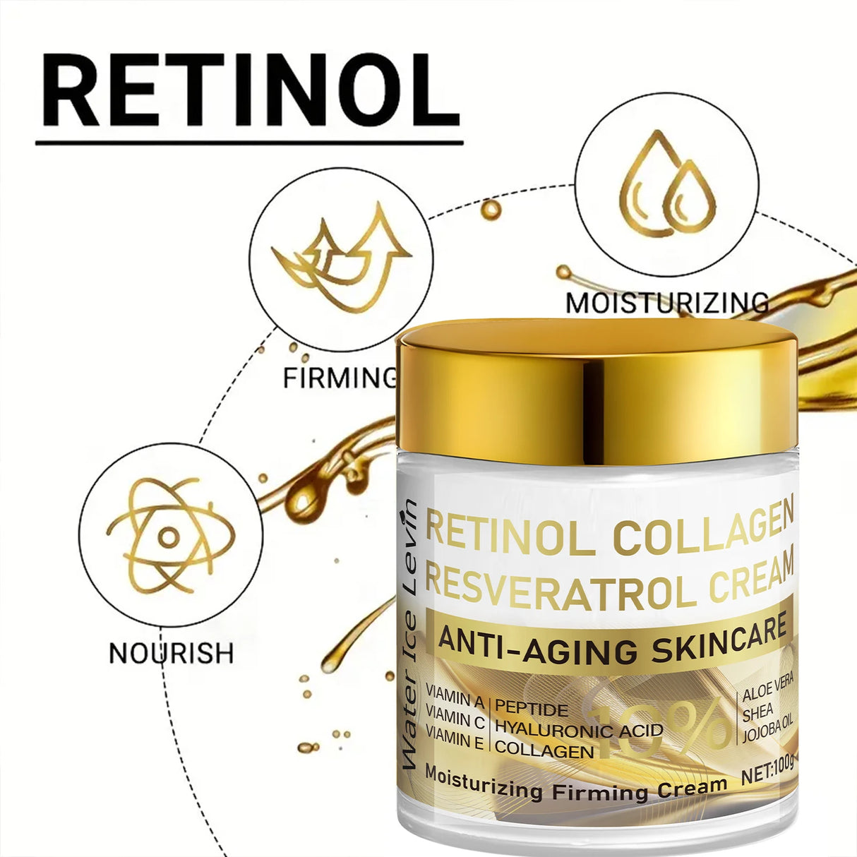 Crema de colágeno con vitamina A, crema facial de colágeno, reafirmante, hidratante de día y de noche, adecuada tanto para hombres como para mujeres.