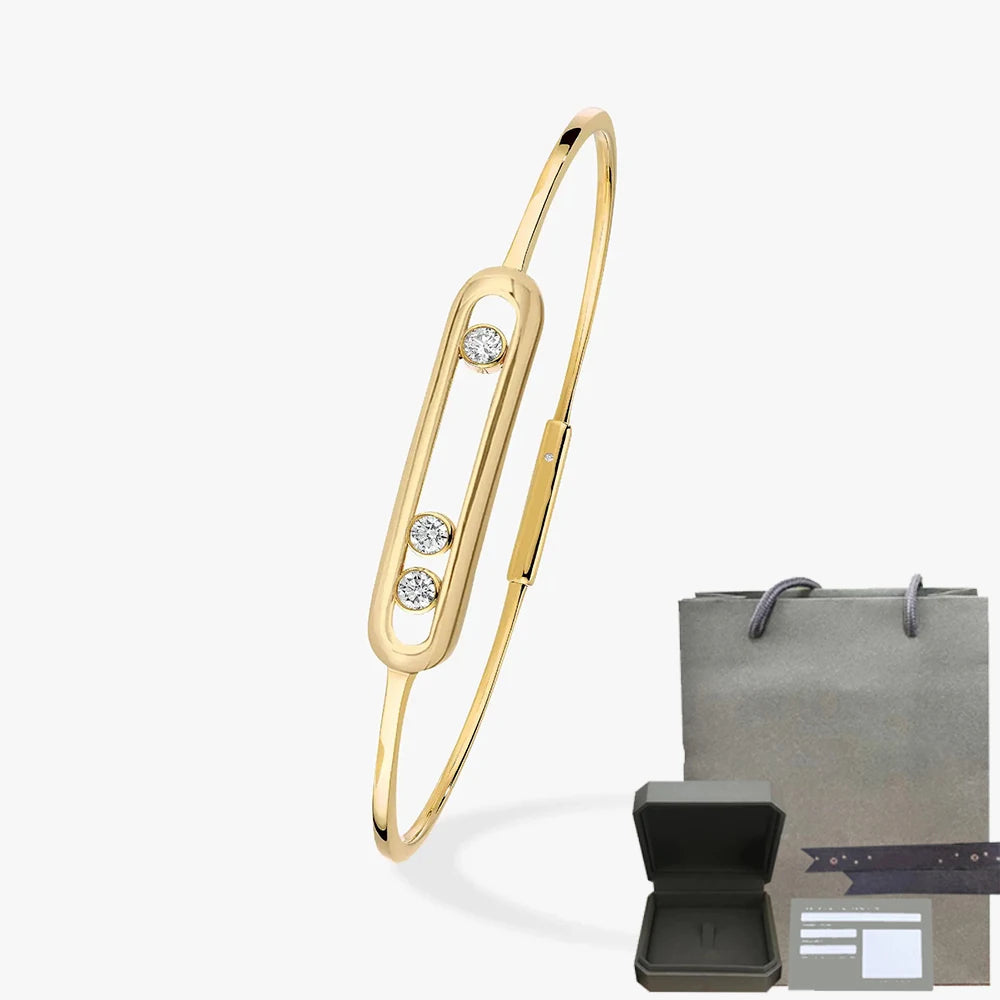 Pulsera de mujer en plata de ley S925, serie clásica MOVE/TWIN, pulsera de diamantes franceses, regalo navideño, joyería de alta calidad.