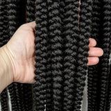 34" Jumbo Box Braids Wig | Full Lace | Cornrow Accents | Natural Color | Kanekalon