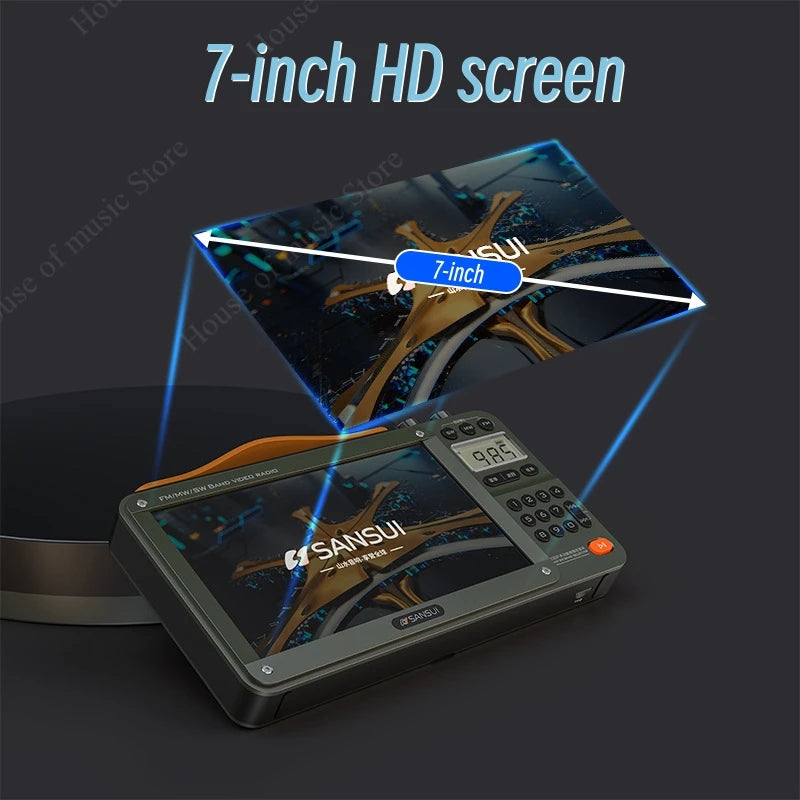 Enceintes Bluetooth sans fil SANSUI, radio pleine bande, lecteur vidéo LED HD, baladeur MP4 portable, batterie rechargeable intégrée