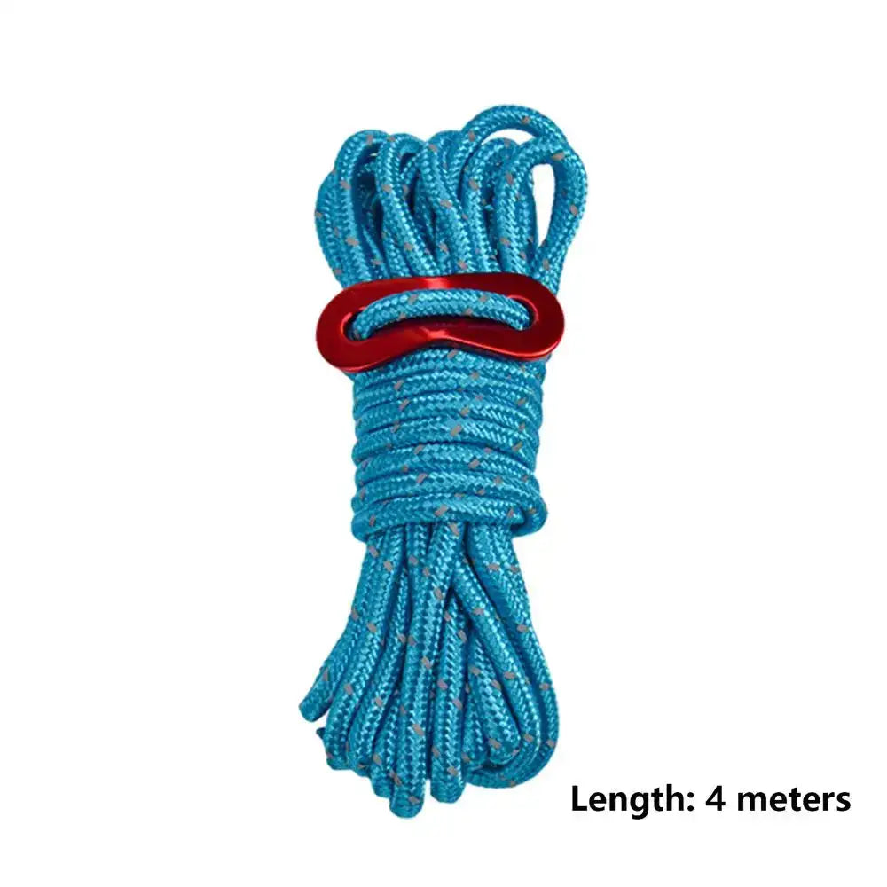 Outdoor 4M Reflective Guyline Camping Tent Cord Paracord Rope with Guyline Adjuster Tent Tarp Canopy Shelter Backpacking Rope - Lootquake
