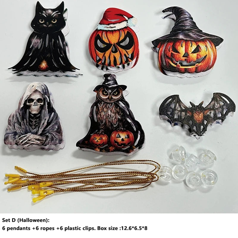 Décorations d'Halloween à suspendre, chat noir effrayant, citrouille, fantôme, tête de mort, chapeau de sorcière, chauve-souris, petits pendentifs, accessoires de décoration de vacances délicats