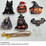 Décorations d'Halloween à suspendre, chat noir effrayant, citrouille, fantôme, tête de mort, chapeau de sorcière, chauve-souris, petits pendentifs, accessoires de décoration de vacances délicats