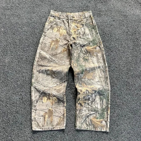 Y2k Camouflage Jeans New Harajuku Hip Hop Vintage Oversize Denim Pants Fashion Men Women Straight Leg Wide Leg Jeans Streetwear - Lootquake