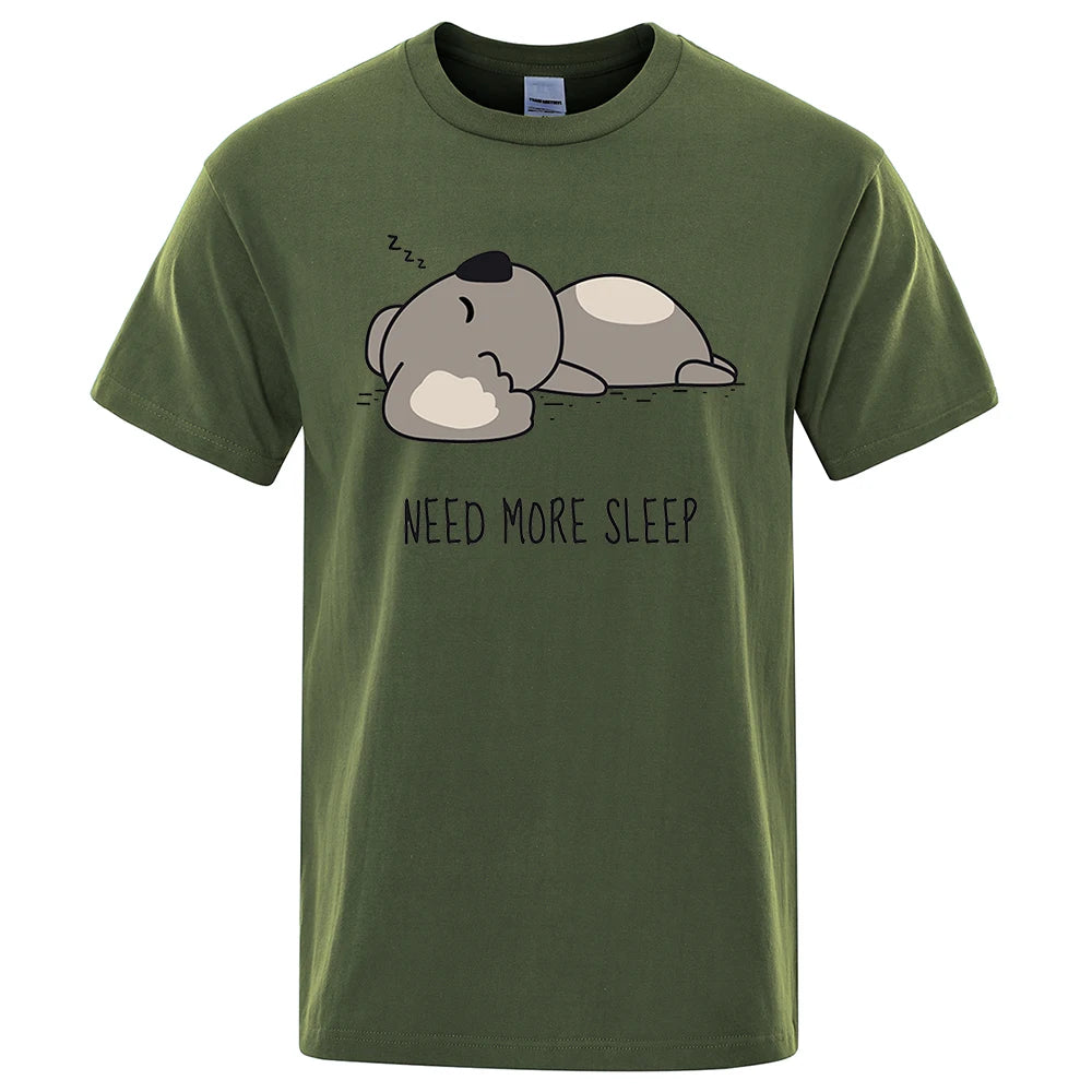 Need More Sleep Cartoons Bear Men Tshirt Street T-Shirts Hip Hop Unisex Tops Fashion Cotton Clothes Casual Breathable T Shirt - Lootquake