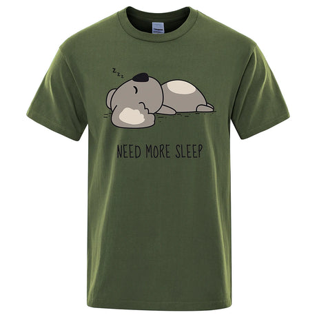 Need More Sleep Cartoons Bear Men Tshirt Street T-Shirts Hip Hop Unisex Tops Fashion Cotton Clothes Casual Breathable T Shirt - Lootquake