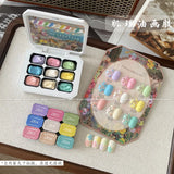 9 Grids Nail Powder Color Texture Three-Dimensional Styling Adhesive 9 Colors Nail Fairy Powder Set gel Polish Nail Art DIY