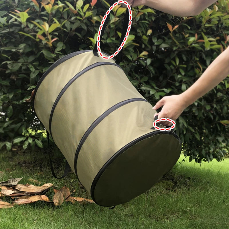 Bolsa de basura plegable portátil para jardín, hojas, flores y césped, ideal para acampar.