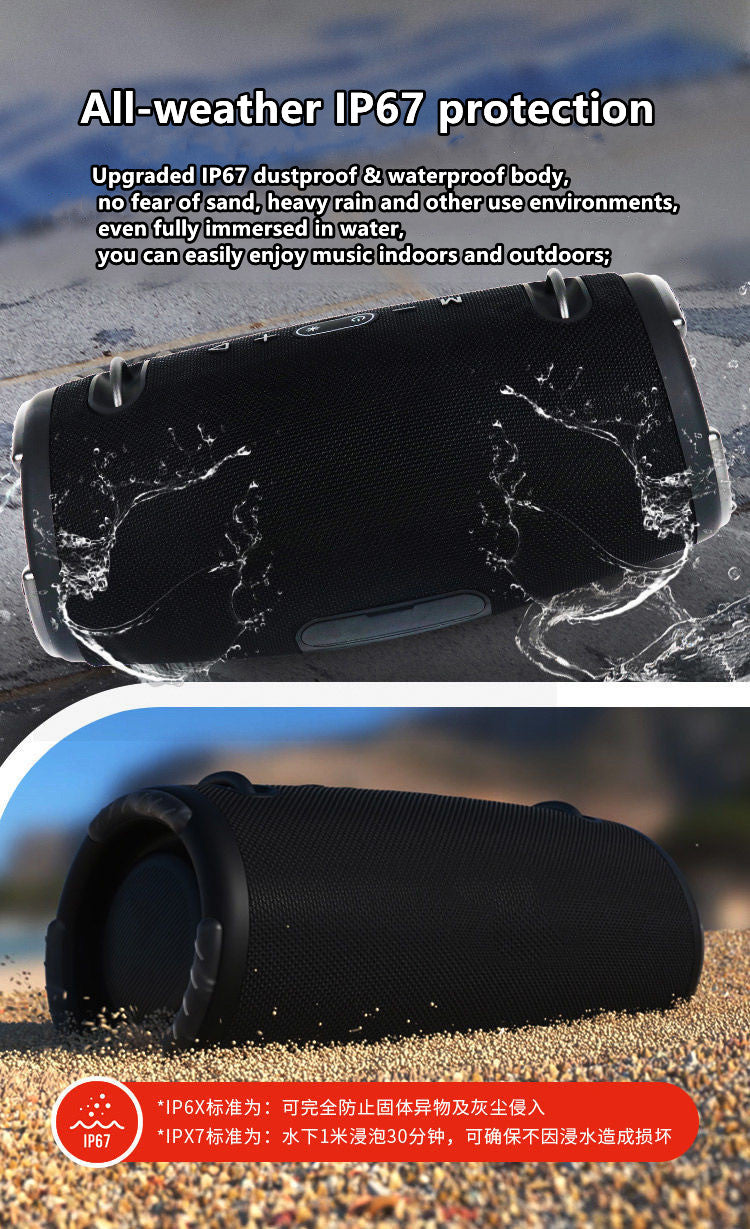 High power bluetooth speaker portable RGB colorful light waterproof wireless subwoofer 360 stereo surround TWS FM boombox