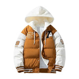 2024 Winter Men's Jacket Japanese Harajuku Fake 2 Pice Thickened Down Cotton Padded Coat Fashionable Student Warm Baseball Parka - Lootquake