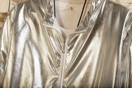 Mens Windbreaker Jackets Nightclub Stage Party Jackets Costume Streetwear Harajuku Hip Hop Reflective Jacket Gold Fashion Coats - Lootquake