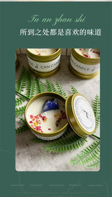 Aromatherapy Candles Crystal Stones Dried Flowers Household Candles Iron Cans Indoor Fragrance Candles Wedding Gifts