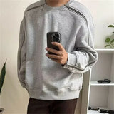 Autumn Zipper Design O-neck Sweatshirts Men's New Y2K Vintage Streetwear Gray Pullover Hoodies Loose Hip Hop Fashion Sweat-shirt - Lootquake