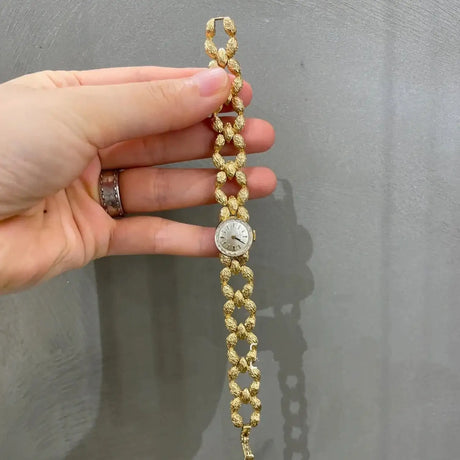 High Quality Brass 18K Gold Plated 2025 Vintage Lucky Small Retro Ladies Watch  Unique Steel Band Quartz High Quality - Lootquake