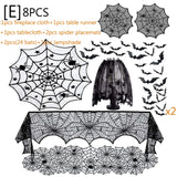 Halloween Decorations Set Spider Web Table Runner Fireplace Scarf Cover Tablecloth 3D Bats Wall Stickers Halloween Party Decor