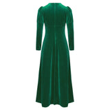 Girls Velvet Medieval Princess Dress Long Sleeve Renaissance Retro Robe Ancient Roman Long Dress for Halloween Carnival Party - Lootquake