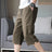 Summer New Trend Cotton Hemp Thin Straight Casual Capris Men Print Stripe Elastic Waist Drawstring Pocket Versatile Loose Shorts - Lootquake