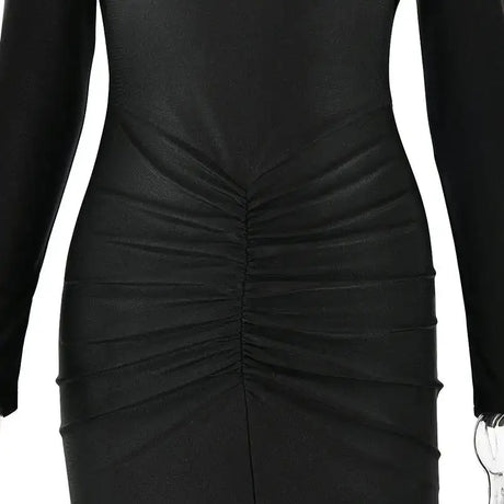 GACVGA Sexy Hollow Out Ruched Maxi Dress For Women 2024 Autumn Winter Long Sleeve Slit Slim Elegant Party Evening Long Dress - Lootquake
