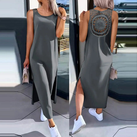 Womens Summer Dress Long Dress Casual Loose Maxi Dresses Beach Outfit 2024 Resort Women Summer Dress Sleeveless Large Nightshirt - Lootquake