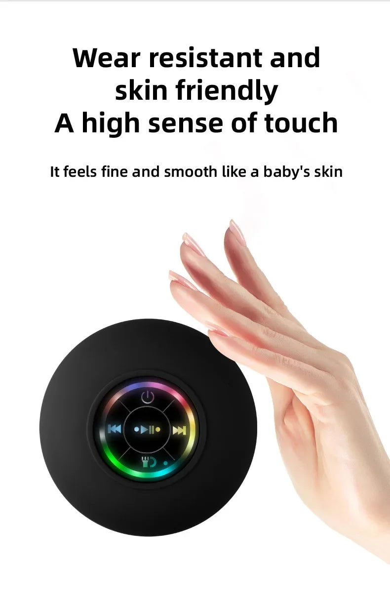 Nuevo altavoz inalámbrico LED Bluetooth impermeable para baño, minialtavoz portátil con ventosa grande, altavoz estéreo para deportes al aire libre