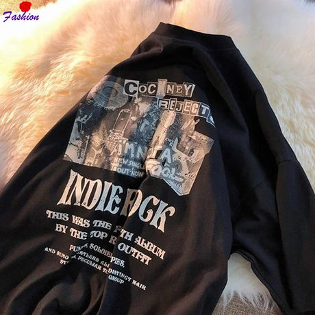 Vintage Female T Shirt Short Sleeved T-shirt Oversized Harajuku Style Grunge Couple Clothes Fashion Women's Tee Y2k Top - Lootquake