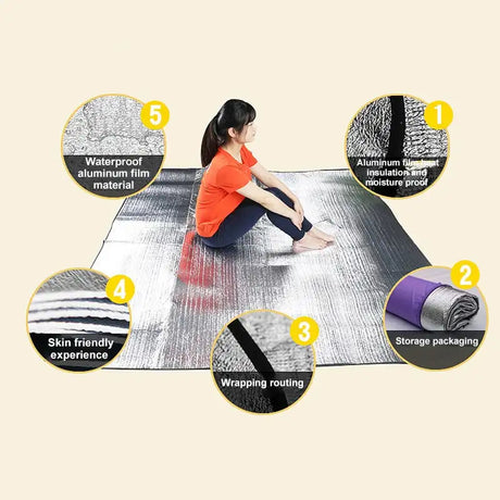 Waterproof Picnic Mat Beach Mattress Sleeping Pad Aluminum Foil EVA Foam Mat Outdoor Tent Footprint Ultralight Camping Mat - Lootquake