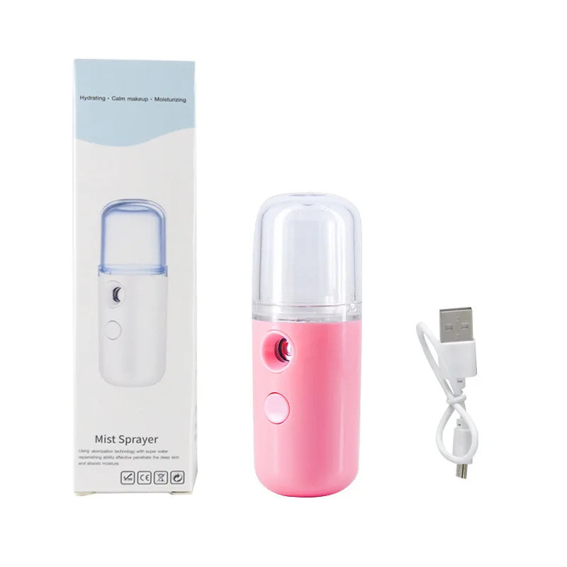 Humidificador facial en aerosol, mini, portátil, con carga, instrumento de belleza, máquina de pulverización fría, vaporizador facial.