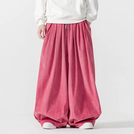 Autumn Winter Corduroy Wide Leg Pants Men Solid Color Loose Casual Pants Mens Couple Streetwear Hip Hop Trousers Plus Size 5XL - Lootquake