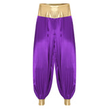Halloween Men Arabian Indian Prince Cosplay Costume Stain Shiny Harem Trousers Arab Costume Carnival Dress Up Lantern Long Pants