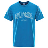 California West Coast Street Letter Tops Men Hip Hop Crewneck Tee Clothes T Shirt Summer Breathable T-Shirt Street Cotton Tshirt - Lootquake