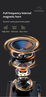 Enceintes Bluetooth sans fil SANSUI, radio pleine bande, lecteur vidéo LED HD, baladeur MP4 portable, batterie rechargeable intégrée