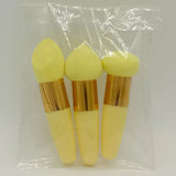 Lot de 3 pinceaux de maquillage pour femme, houppette à tête de champignon, pour fond de teint, correcteur, estompeur, avec manche lisse, outils de beauté