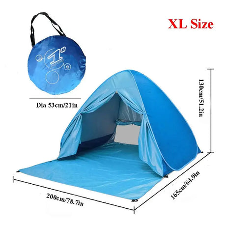 With Door Curtain 2-3Persons Pop Up Beach Tent Automatic Quickly Open Outdoor Camping Tour UV50+ Portable Ultralight Sunscreen - Lootquake