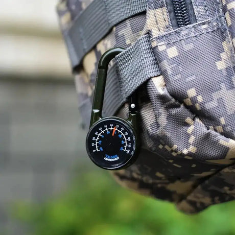 1 Pc Compass Thermometer Carabiner 3 in 1 Mini Compass Carabiner Clip Outdoor Hiking Survival Key Ring Double Sided Metal - Lootquake