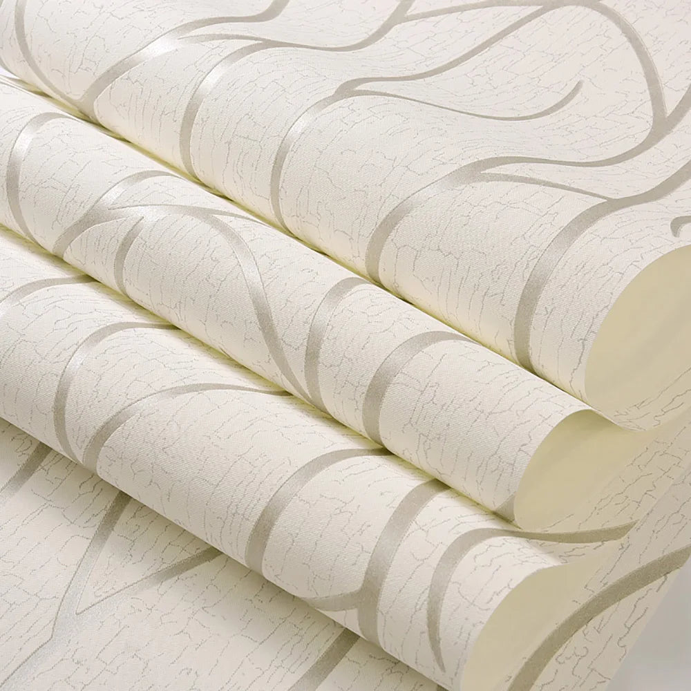 Papier peint décoratif pour chambre à coucher, 53 cm, autocollants muraux épais, rayures courbes, résistant à l'humidité, non tissé, style européen moderne