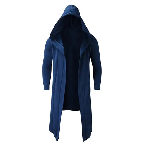 Men's Winter Hooded Cardigan Trench Coat Streetwear Solid Color Windbreaker Leisure Fashion Fleece-lined Jacket Vintage Hoodie - Lootquake