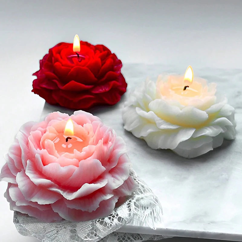 Molde de silicona para velas con fragancia de flor de peonía, hecho a mano, para hacer regalos, molde de yeso, decoración de flores, colgante, molde de gota