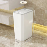 10L/12L Plastics Garbage Bin Bathroom Trash Can Slim Trash Can with One-Touch Lid Bathroom Kitchen Garbage Bin Home Supplies