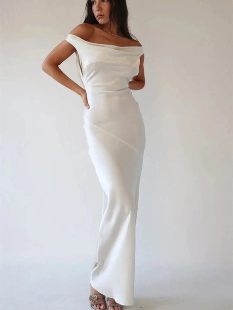 Fashion Women Satin Vintage Long Bodycon Dress Elegant Backless Spaghetti Strap Long Dress Y2K Sexy Low Cut Club Party Dress - Lootquake