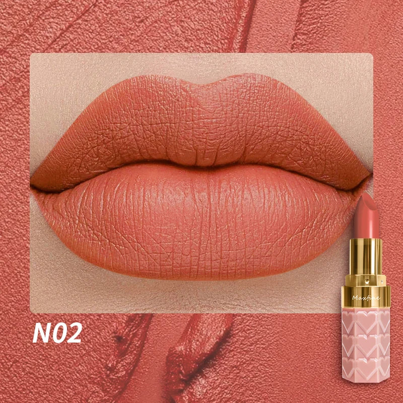 Matte Lipstick, 18-Color, Long-Lasting, Non-Stick Cup, Fade-Resistant, Velvety Texture, Luxurious Hydrating Lip Makeup For All-D