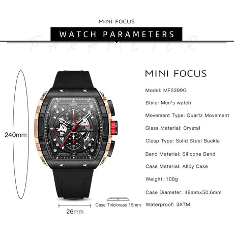 Sports Mens Watches Top Brand Luxury Waterproof Quartz Watch for Men Silicone Strap Fashion Wristwatches Relogio Masculino 0399G - Lootquake