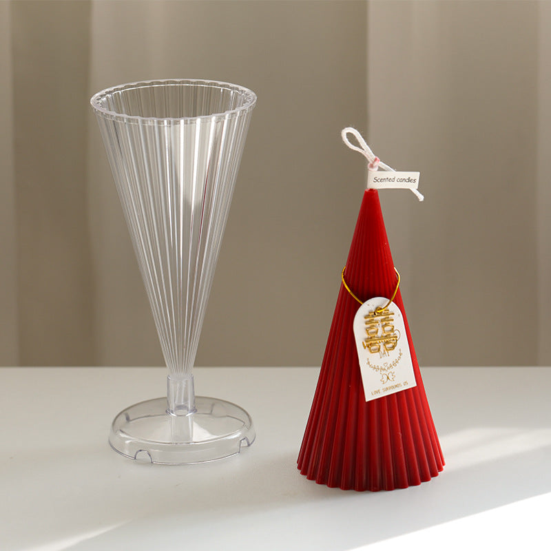 Molde cónico a rayas para velas, herramienta para hacer velas de aromaterapia, hecha a mano, para decoración del hogar, moldes de plástico acrílico.