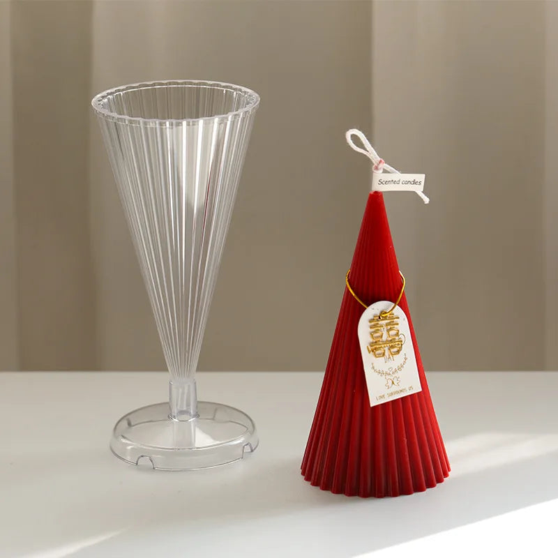 Molde cónico a rayas para velas, herramienta para hacer velas de aromaterapia, hecha a mano, para decoración del hogar, moldes de plástico acrílico.