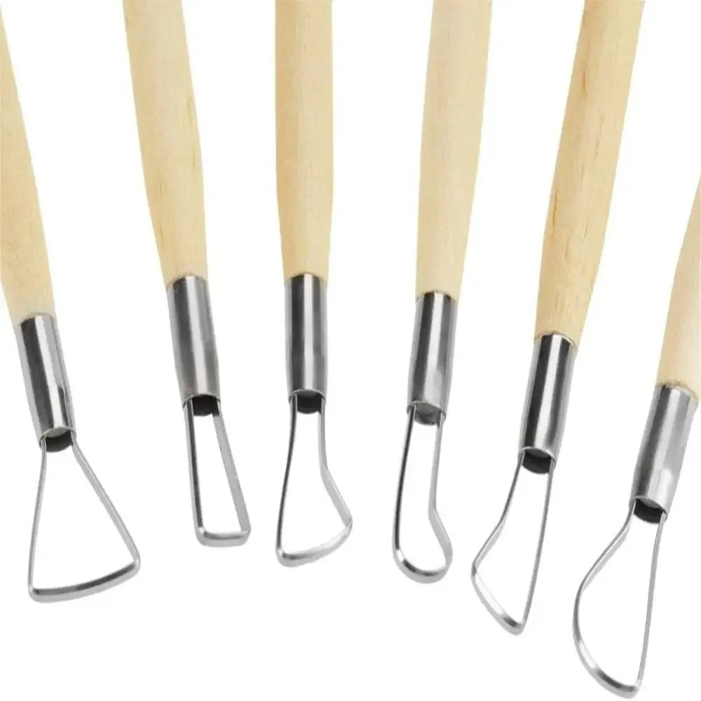 Double-Sided Clay Sculpting Tools Wooden Handle Clays Tool Pottery Sculpture for Ceramic Wax Pottery Carving Modeling Supplies