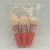 Lot de 3 pinceaux de maquillage pour femme, houppette à tête de champignon, pour fond de teint, correcteur, estompeur, avec manche lisse, outils de beauté