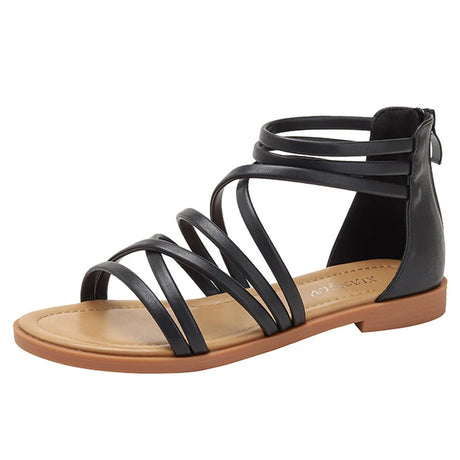Large Size Summer Women 1cm Platform 2cm High Heels Sandals Lady Lightweight Solid Color Shoes Female Comfortable Roman Flats - Lootquake