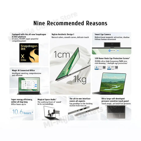 Honor MagicBook Art 14 Snapdragon Edition 1kg Ultra Thin Laptop X Elite 32G 1T 3.1K Eye Screen Notebook - Lootquake