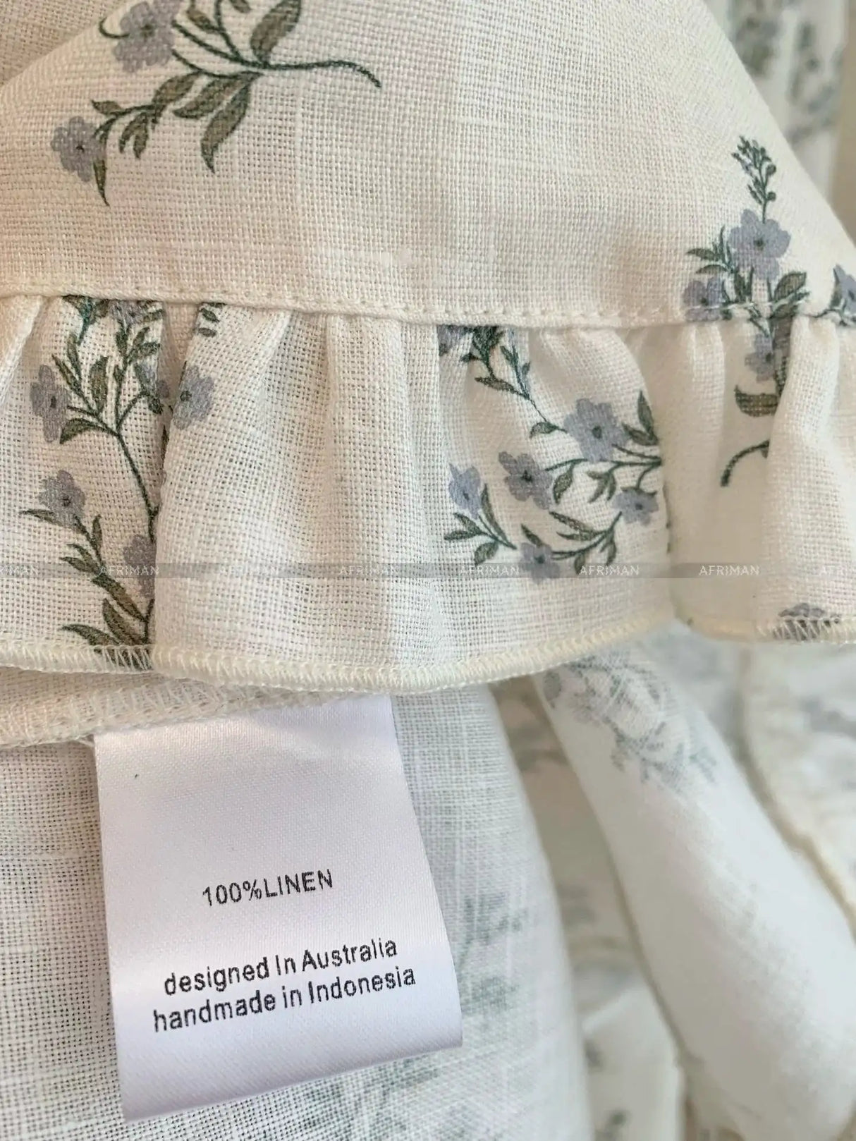 2025 New 100% Linen Flower Print Long Sleeve Tie Up Waist Loose Long Dress - Lootquake