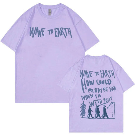 Vintage Wave To Earth Music Album Print T Shirt Men Women Casual Harajuku Fashion T-shirts Hip Hop Oversized T-shirt Streetwear - Lootquake